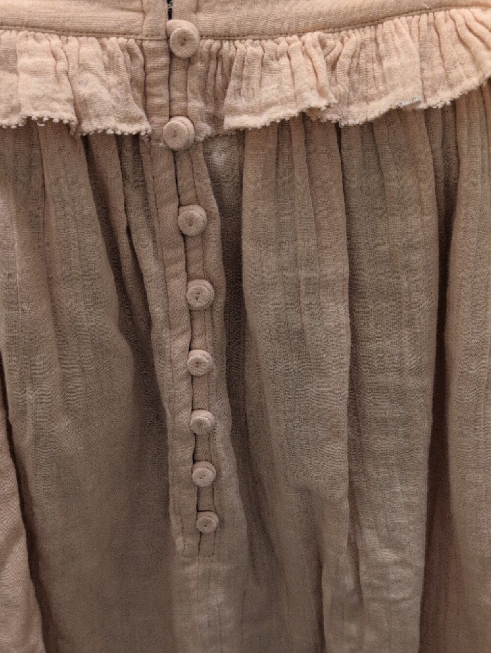 APIECE APART Ruffled Button-Front Peach Tank Top - Picture 3 of 6